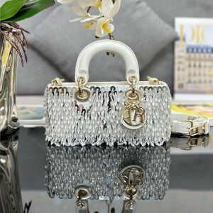 Dior Chic Silver Mini Bag with Gold Accents